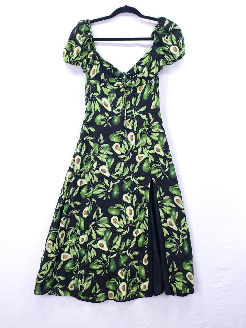 Wilfred Aritzia Mid Dress Size 2 Avocado Print Nature Milkmaid Peasant Fruit
